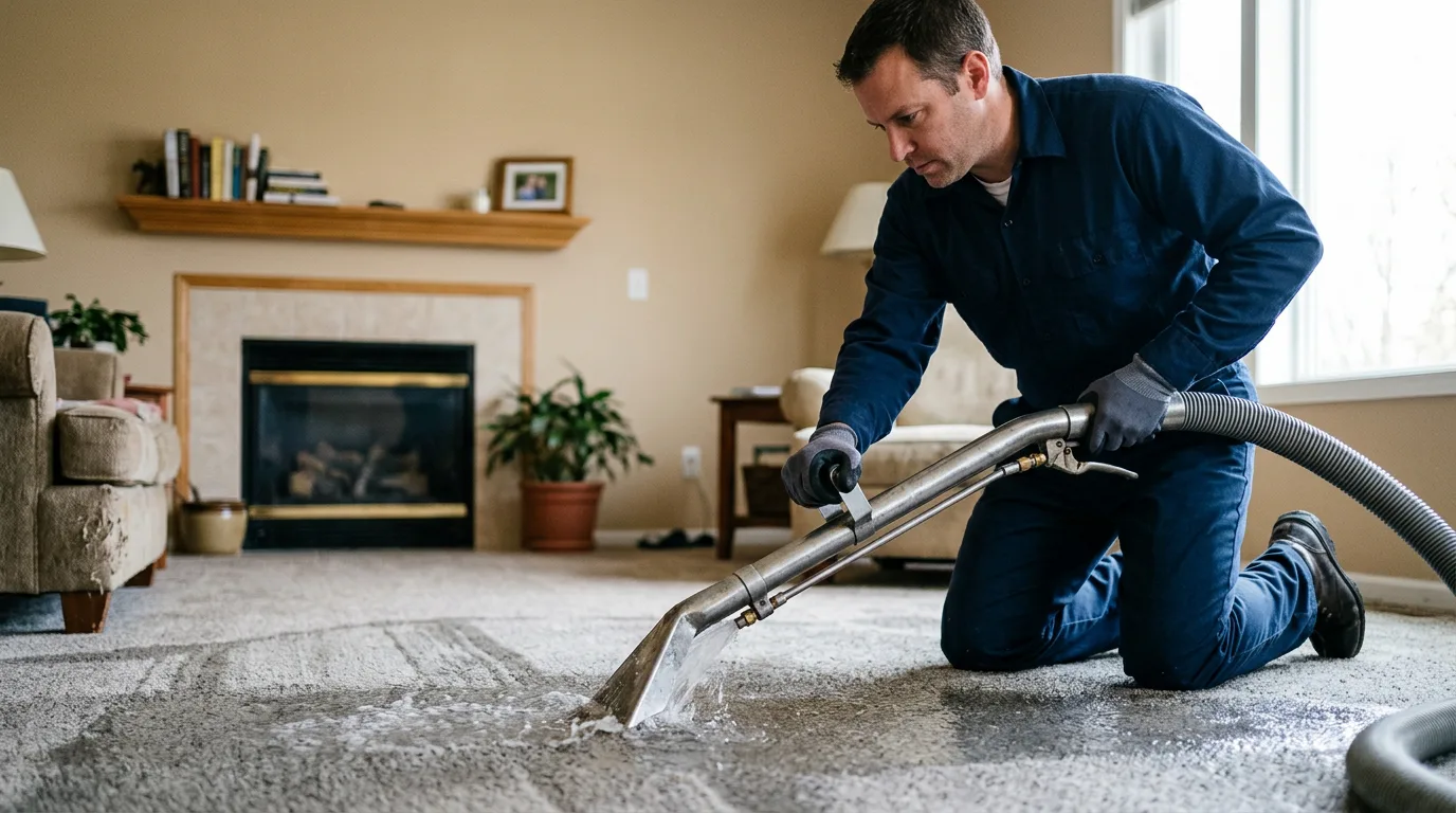 Water damage restoration technician working near Deland, FL